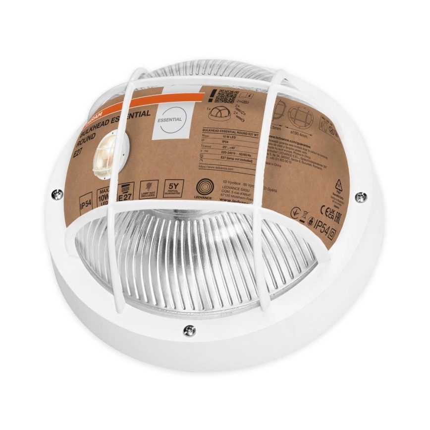 Osram - Āra sienas gaismeklis BULKHEAD 1xE27/10W/230V Ø 19 cm IP54 balts