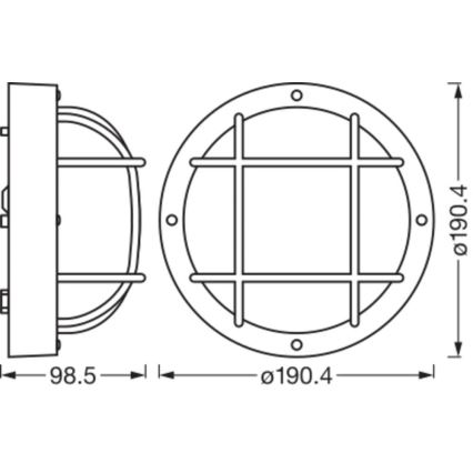 Osram - Āra sienas gaismeklis BULKHEAD 1xE27/10W/230V Ø 19 cm IP54 balts