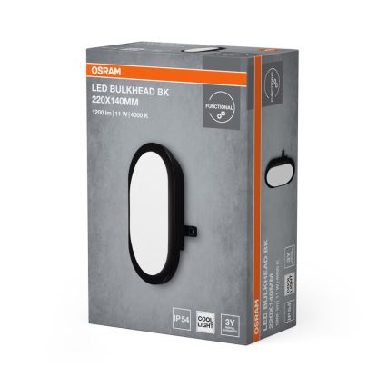Osram - āra sienas LED gaismeklis BULKHEAD LED/11W/230V IP54, melns