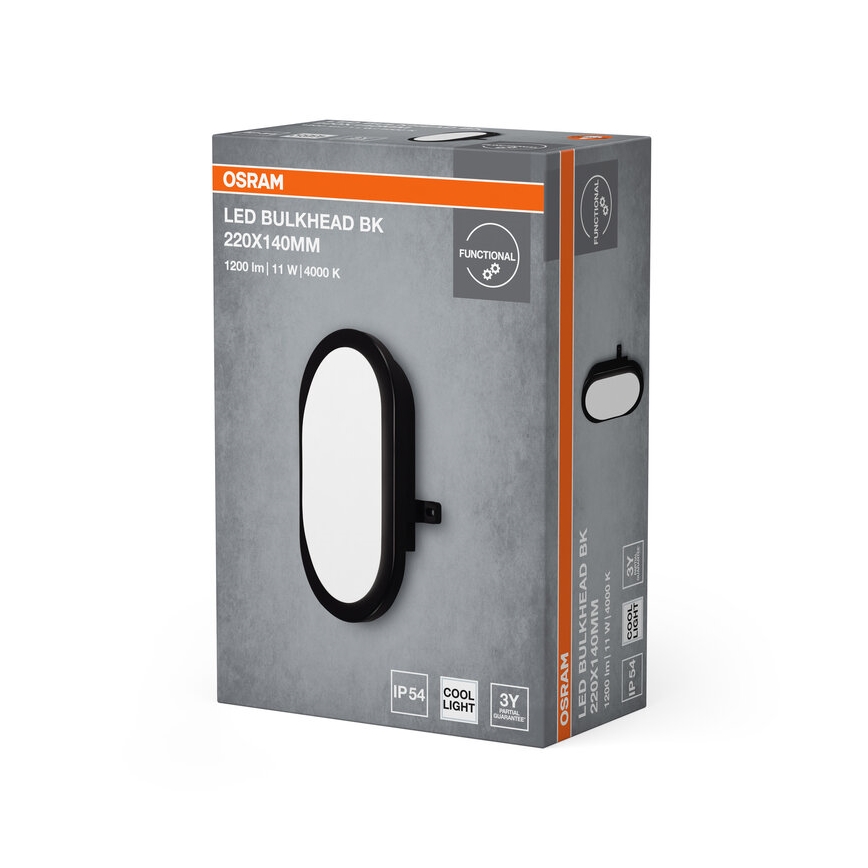 Osram - āra sienas LED gaismeklis BULKHEAD LED/11W/230V IP54, melns