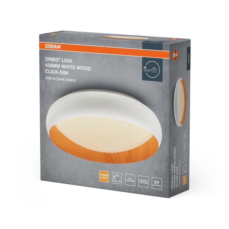 Osram - LED regulējams griestu gaismeklis ORBIS LIVIA LED/24W/230V Ø 43 cm balts/brūns