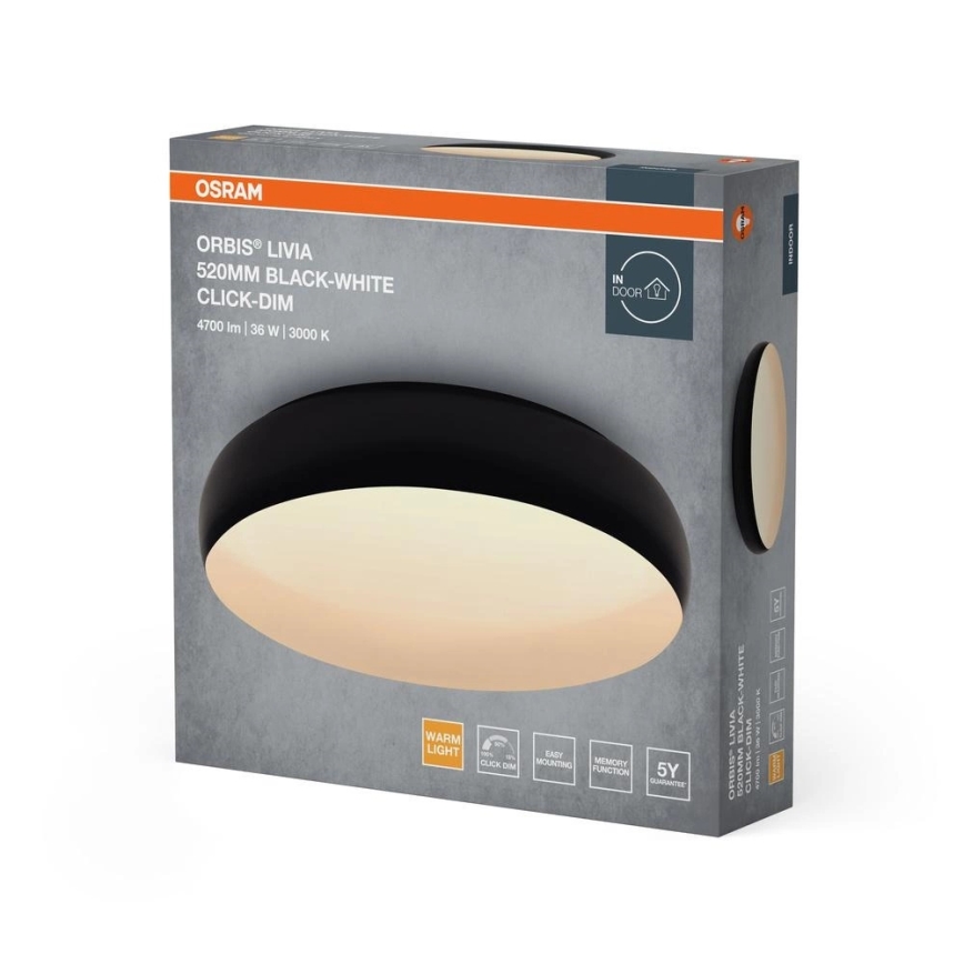 Osram - LED dimmējams griestu gaismeklis ORBIS LIVIA LED/36W/230V Ø 52 cm melns/balts