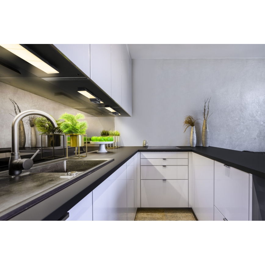 Osram - LED dimmējams gaismeklis zem skapja ar kontaktligzdām UNDERCABINET LED/10W/230V 3000K 54,8 cm melns