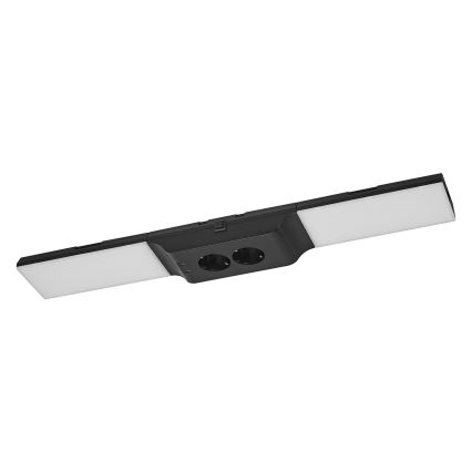 Osram - LED dimmējams gaismeklis zem skapja ar kontaktligzdām UNDERCABINET LED/10W/230V 3000K 54,8 cm melns