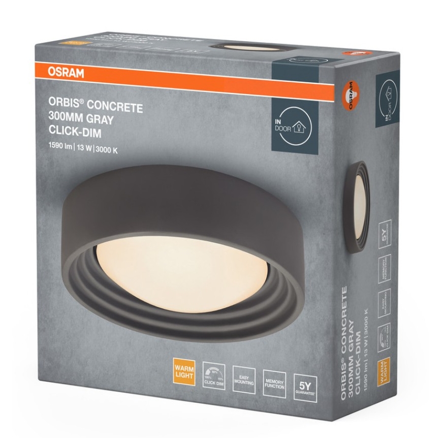 Osram - LED dimējams griestu gaismeklis ORBIS CONCRETE LED/13W/230V Ø 30 cm pelēks/betons