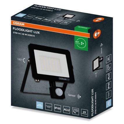 Osram FLOODLIGHT LED prožektors ar sensoru, 30W, 230V, 6500K, IP65