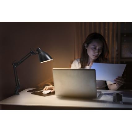 Osram - Galda lampa ar skavu DESK LINE 1xE27/11W/230V melna