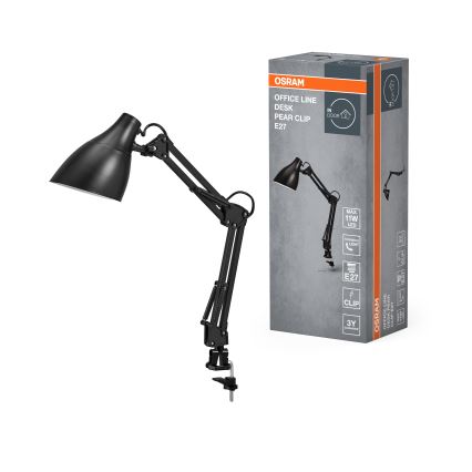 Osram - Galda lampa ar skavu DESK LINE 1xE27/11W/230V melna