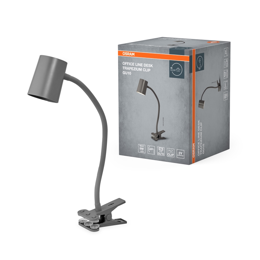 Osram - Galda lampa ar skavu DESK LINE 1xGU10/9W/230V pelēka