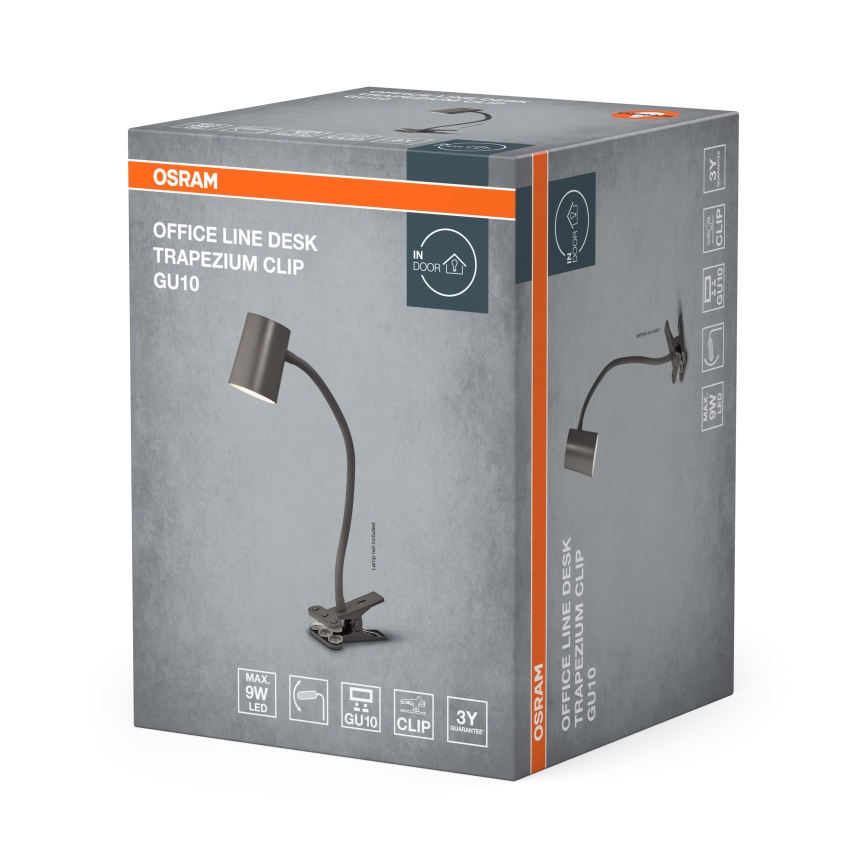 Osram - Galda lampa ar skavu DESK LINE 1xGU10/9W/230V pelēka