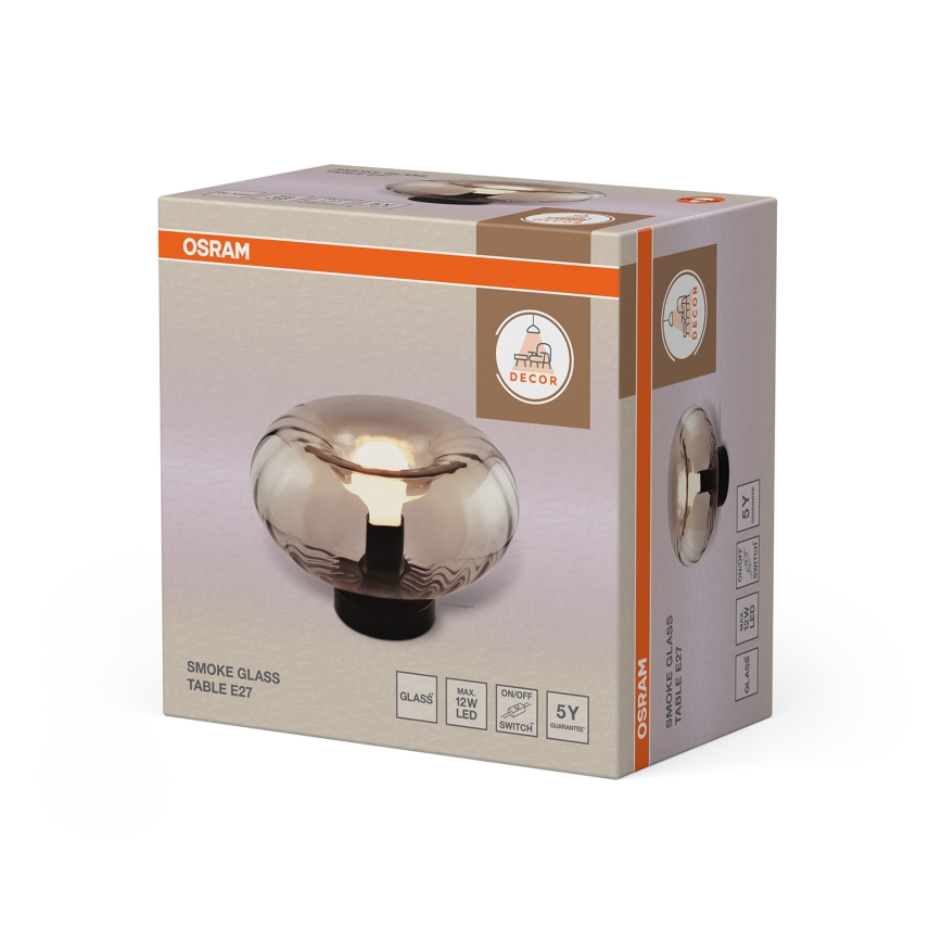 Osram - Galda lampa DECOR SMOKE 1xE27/12W/230V melna/dūmaina pelēka