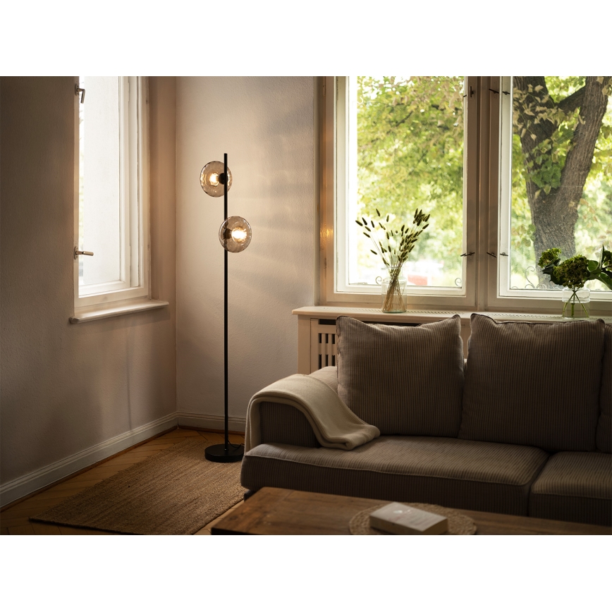 Osram - Grīdas lampa DECOR SMOKE 2xE14/12W/230V melna/dūmaina pelēka