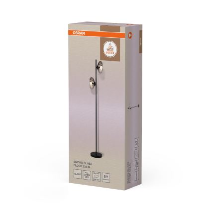 Osram - Grīdas lampa DECOR SMOKE 2xE14/12W/230V melna/dūmaina pelēka