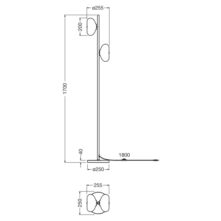 Osram - Grīdas lampa DECOR SMOKE 2xE14/12W/230V melna/dūmaina pelēka