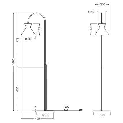 Osram - Grīdas lampa DECOR WAIST 1xE27/40W/230V melna
