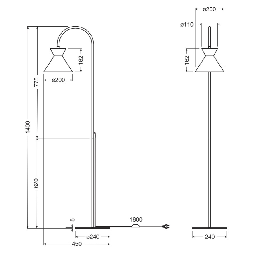 Osram - Grīdas lampa DECOR WAIST 1xE27/40W/230V melna