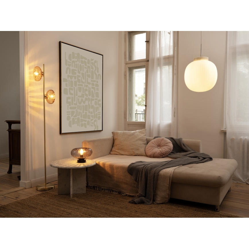 Osram - Grīdas lampa GOLD GLASS 2xE14/12W/230V zelta/dūmaina bēša