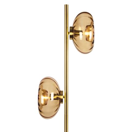 Osram - Grīdas lampa GOLD GLASS 2xE14/12W/230V zelta/dūmaina bēša