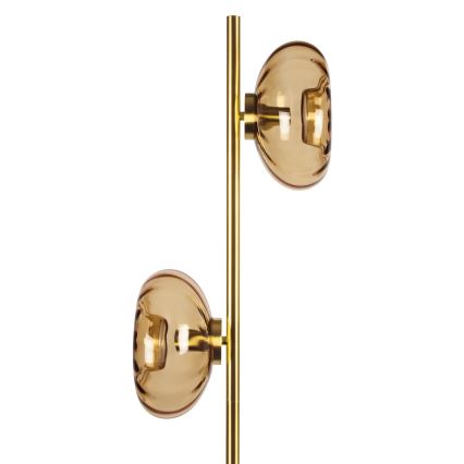 Osram - Grīdas lampa GOLD GLASS 2xE14/12W/230V zelta/dūmaina bēša