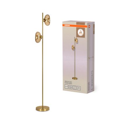 Osram - Grīdas lampa GOLD GLASS 2xE14/12W/230V zelta/dūmaina bēša