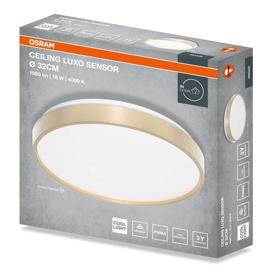 Osram - LED griestu lampa ar krēslas sensoru CEILING LUXO LED/18W/230V Ø 32 cm zelta