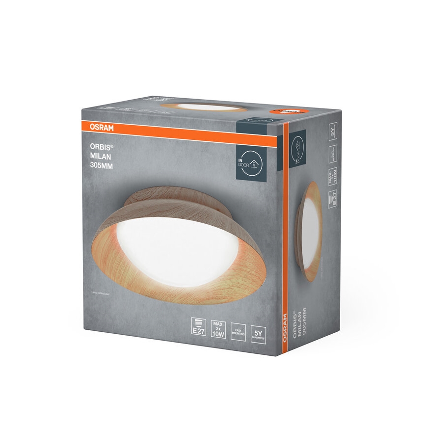 Osram - Griestu gaismeklis ORBIS MILAN 2xE27/10W/230V Ø 30,5 cm koka dekors
