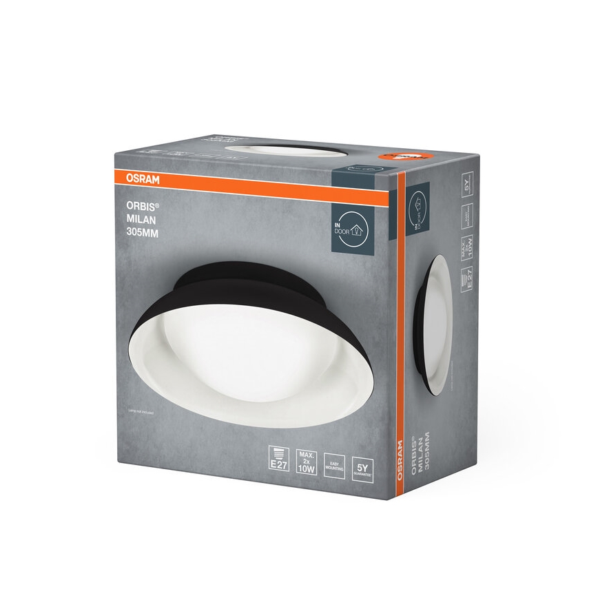Osram - Griestu gaismeklis ORBIS MILAN 2xE27/10W/230V Ø 30,5 cm melns