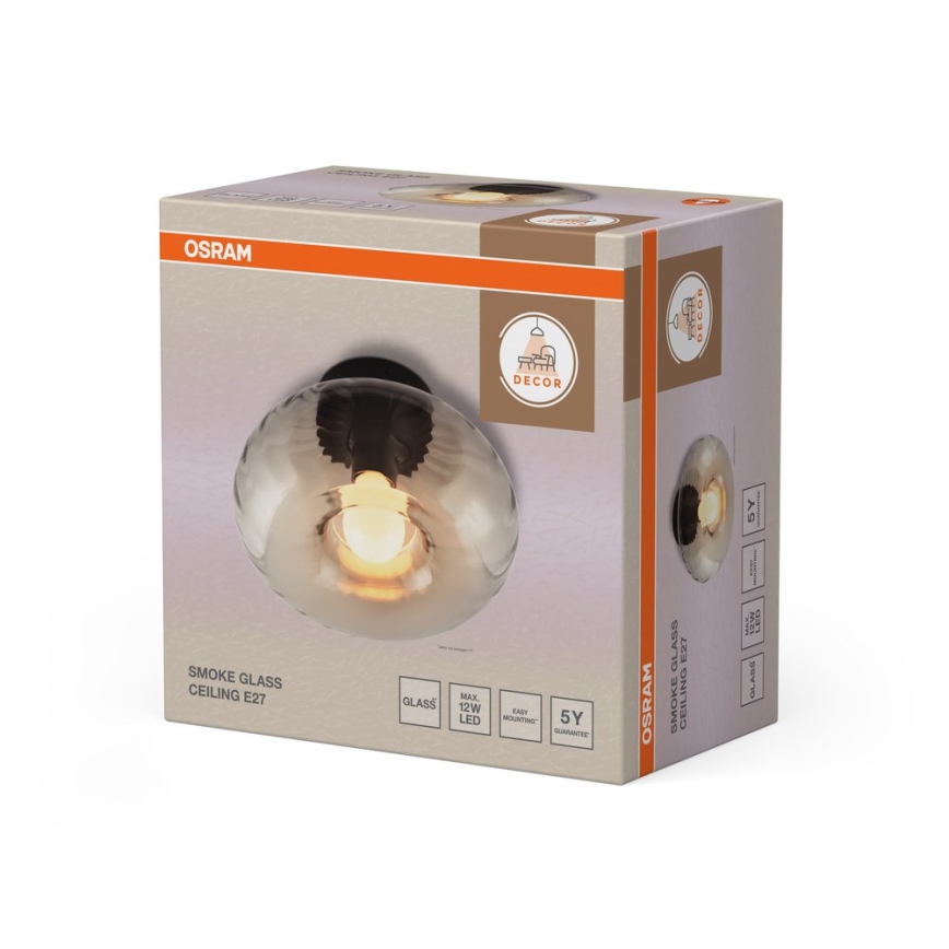 Osram - Griestu gaismeklis DECOR SMOKE 1xE27/12W/230V Ø 28 cm melna/dūmakaina pelēka