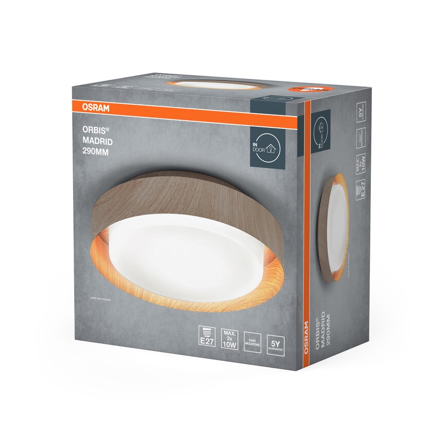 Osram - Griestu lampa ORBIS MADRID 2xE27/10W/230V Ø 29 cm koka dekors