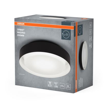 Osram - griestu lampa ORBIS MADRID 2xE27/10W/230V Ø 29 cm melna