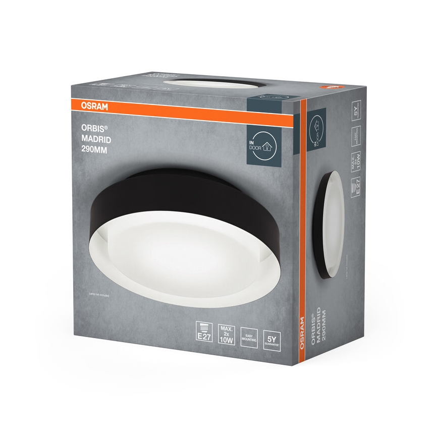 Osram - griestu lampa ORBIS MADRID 2xE27/10W/230V Ø 29 cm melna