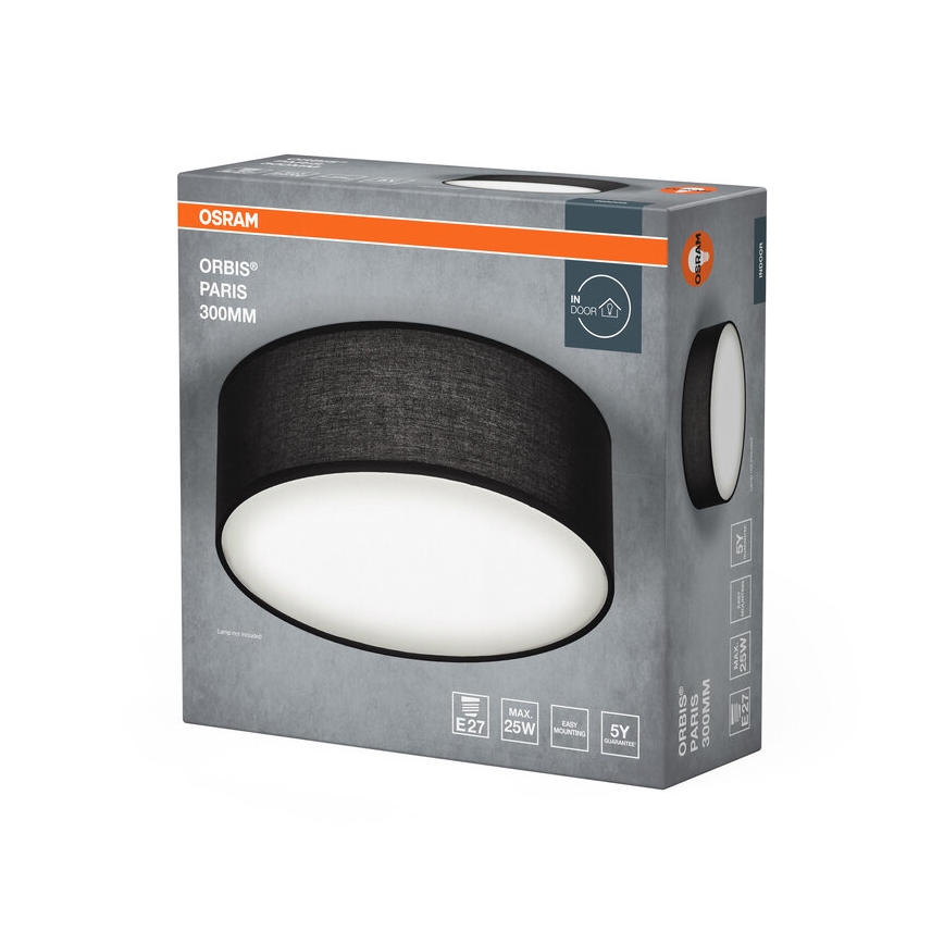 Osram - Griestu lampa ORBIS PARIS 1xE27/25W/230V Ø 30 cm melna