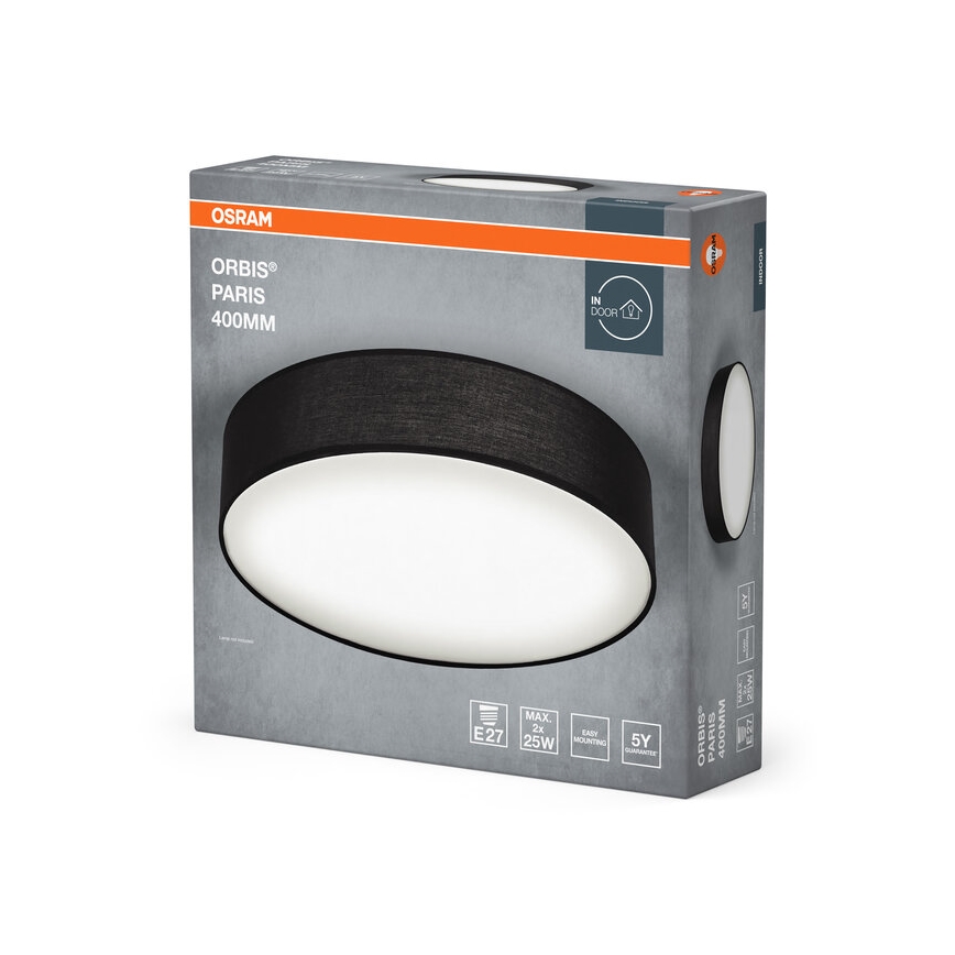 Osram - Griestu lampa ORBIS PARIS 2xE27/25W/230V Ø 40 cm melna