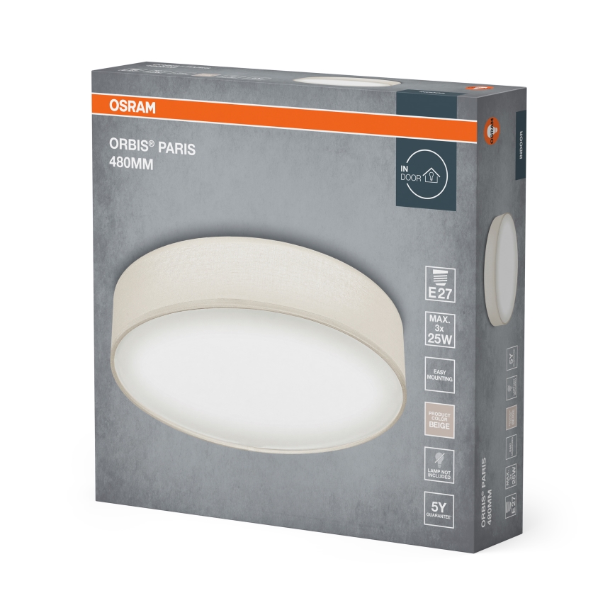 Osram - Griestu lampa ORBIS PARIS 3xE27/25W/230V Ø 48 cm krēmkrāsaina