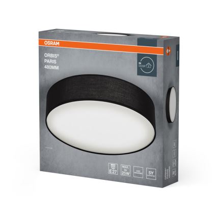 Osram - griestu lampa ORBIS PARIS 3xE27/25W/230V Ø 48 cm melna