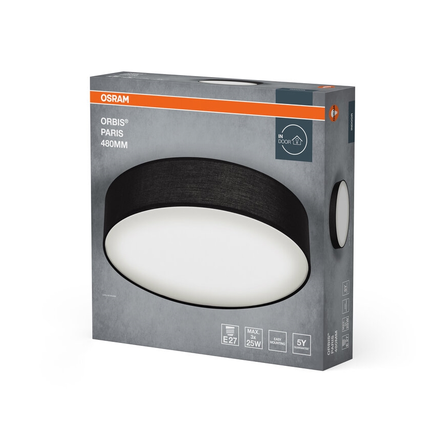 Osram - griestu lampa ORBIS PARIS 3xE27/25W/230V Ø 48 cm melna