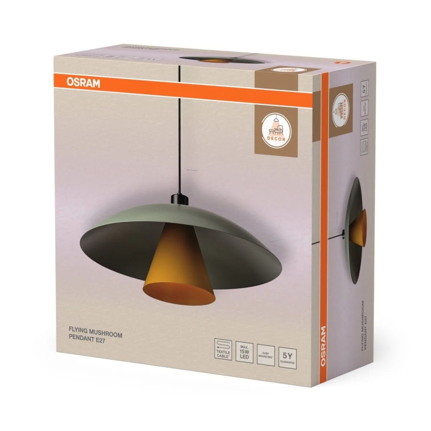 Osram - Karājošā lampa ar vadu DECOR FLYING MUSHROOM 1xE27/25W/230V Ø 50 cm zaļa