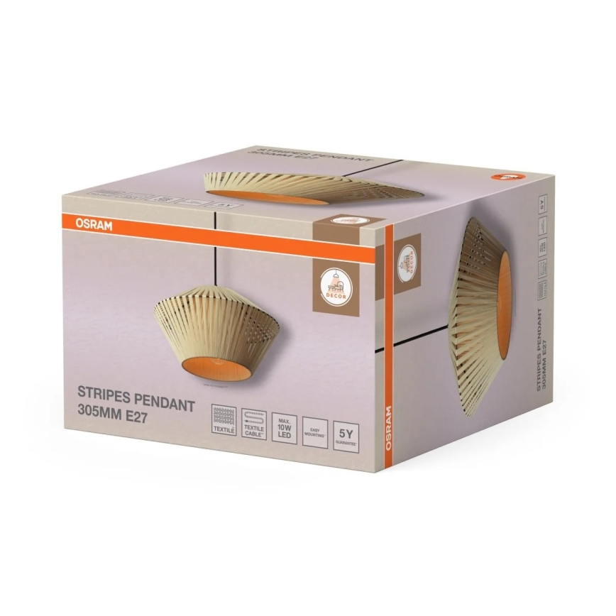 Osram - Karājoša lampa ar vadu DECOR STRIPES 1xE27/10W/230V Ø 30,5 cm bēša