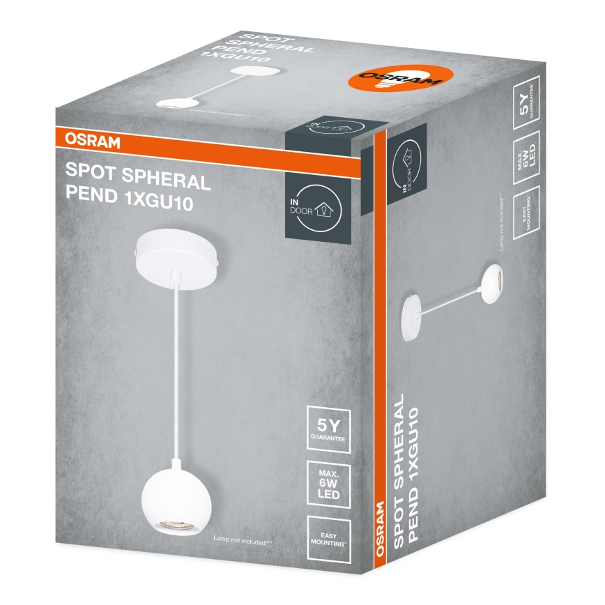 Osram - Karājošā lampa ar vadu SPOT SPHERAL 1xGU10/6W/230V balta