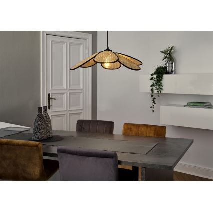 Osram - Karājoša lampa uz troses DECOR RATTAN 1xE27/15W/230V Ø 58 cm, bēša/melna