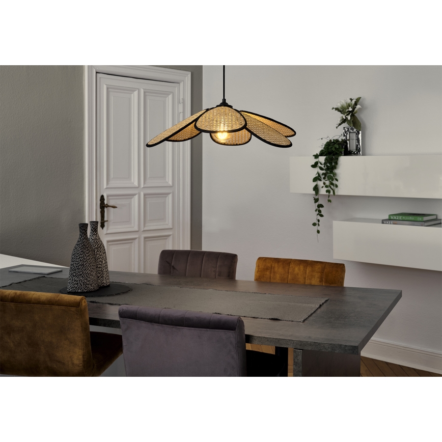 Osram - Karājoša lampa uz troses DECOR RATTAN 1xE27/15W/230V Ø 58 cm, bēša/melna