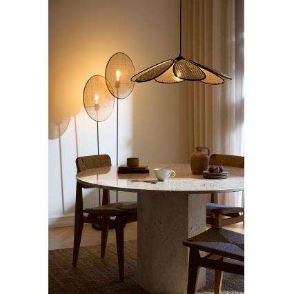Osram - Karājoša lampa uz troses DECOR RATTAN 1xE27/15W/230V Ø 58 cm, bēša/melna