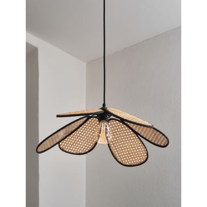 Osram - Karājoša lampa uz troses DECOR RATTAN 1xE27/15W/230V Ø 58 cm, bēša/melna