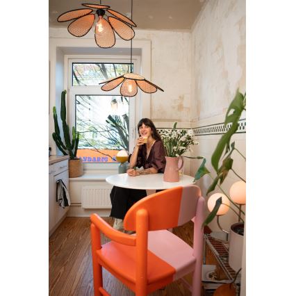 Osram - Karājoša lampa uz troses DECOR RATTAN 1xE27/15W/230V Ø 58 cm, bēša/melna