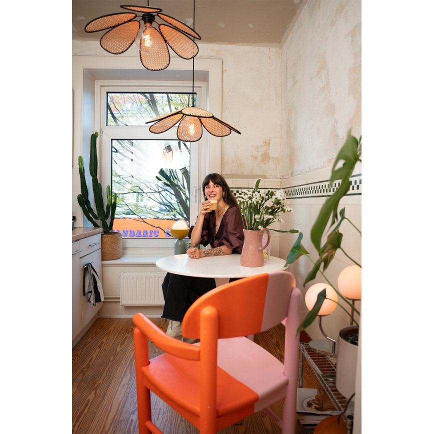 Osram - Karājoša lampa uz troses DECOR RATTAN 1xE27/15W/230V Ø 58 cm, bēša/melna