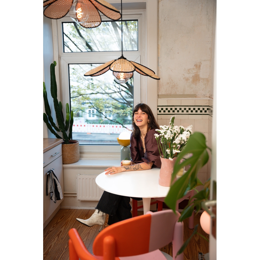 Osram - Karājoša lampa uz troses DECOR RATTAN 1xE27/15W/230V Ø 58 cm, bēša/melna