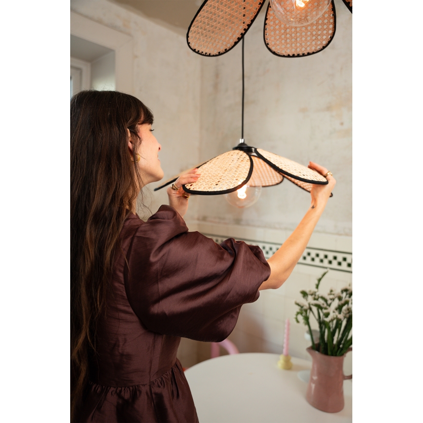Osram - Karājoša lampa uz troses DECOR RATTAN 1xE27/15W/230V Ø 58 cm, bēša/melna
