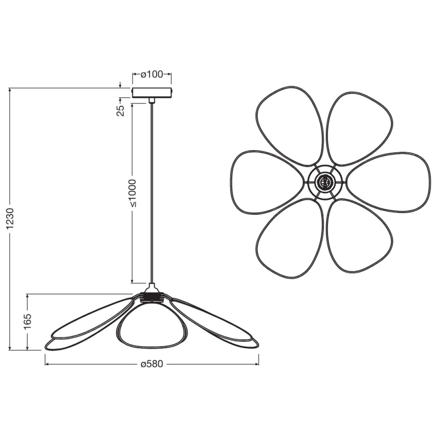 Osram - Karājoša lampa uz troses DECOR RATTAN 1xE27/15W/230V Ø 58 cm, bēša/melna