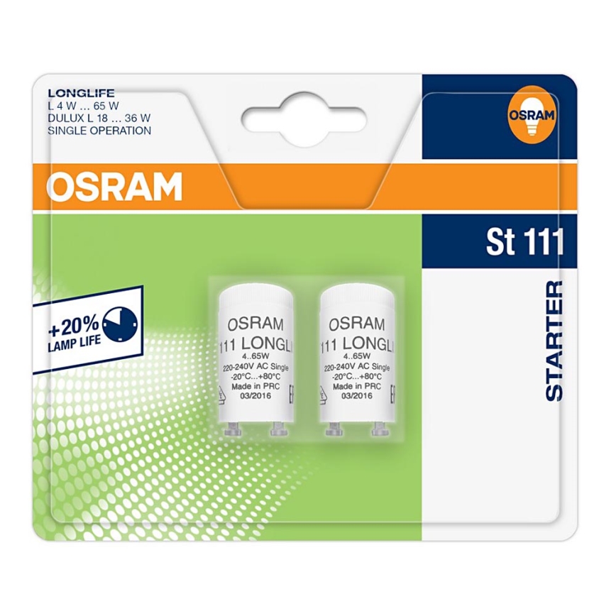 Osram - KOMPLEKTS 2x Fluorescento gaismekļu starteris ST111 4-65W/230V