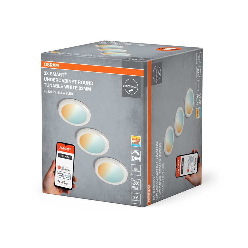 Osram -Komplekts 3x LED dimmējami zem skapja gaismekļi SMART+ LED/6,5W/230V 3000-6500K Wi-Fi